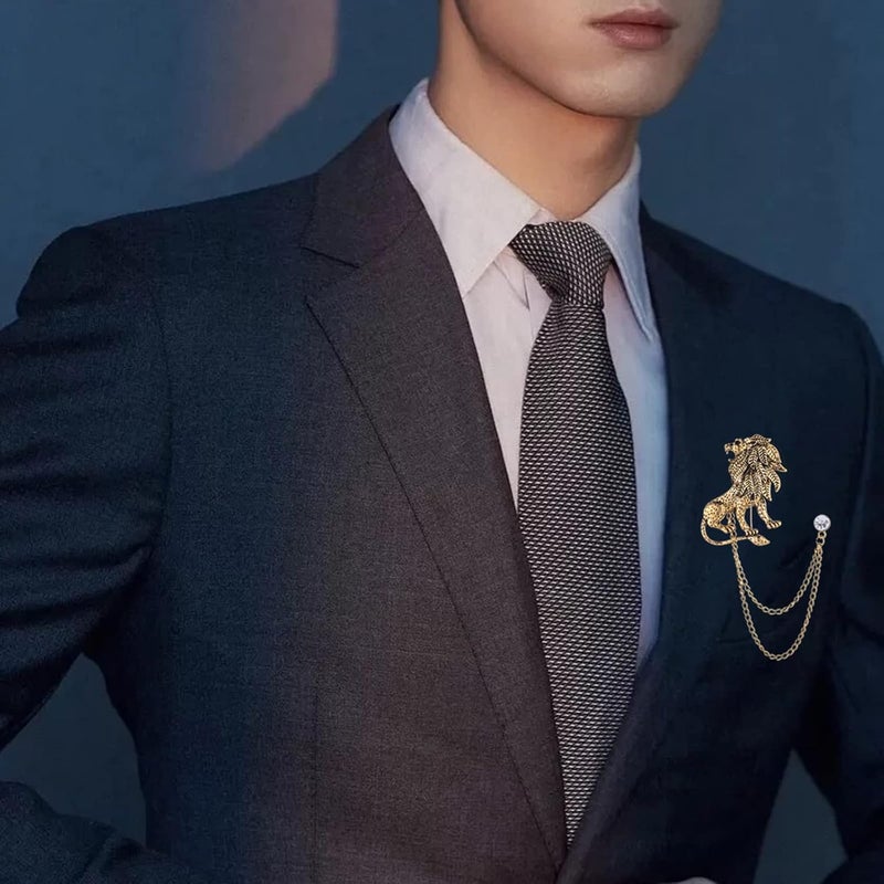 XUN Zhe Vintage Animal Tassel Chain Lapel Pin for Men Women - Punk, Buck, Suit, Tie - Deer, Ram, Owl Rhinestone Collar Chain Pin for Boyfriend Gifts - Image 4